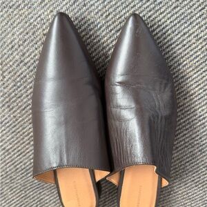 Anthropologie Pointed Leather Mules in Dark Brown